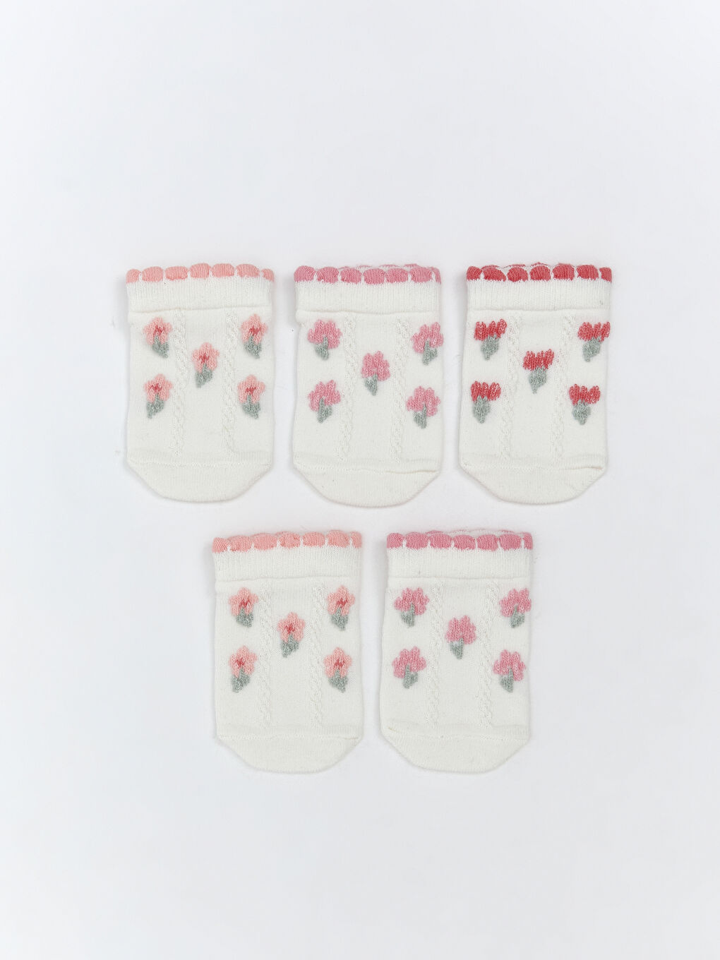LCW Kids Floral Girls' Trainer Socks 5 Pack -S5RA84Z1-FDU