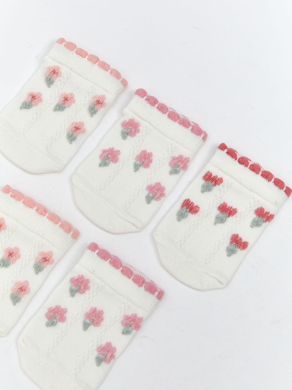 LCW Kids Floral Girls' Trainer Socks 5 Pack -S5RA84Z1-FDU