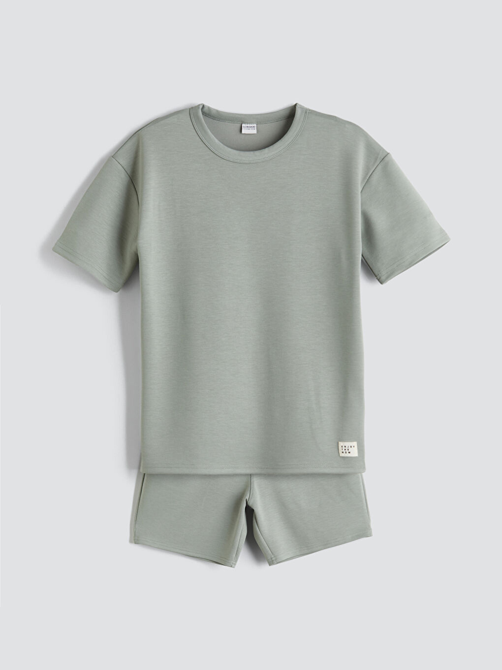 Yeşil Bisiklet Yaka Erkek Çocuk Tişört ve Şort-2