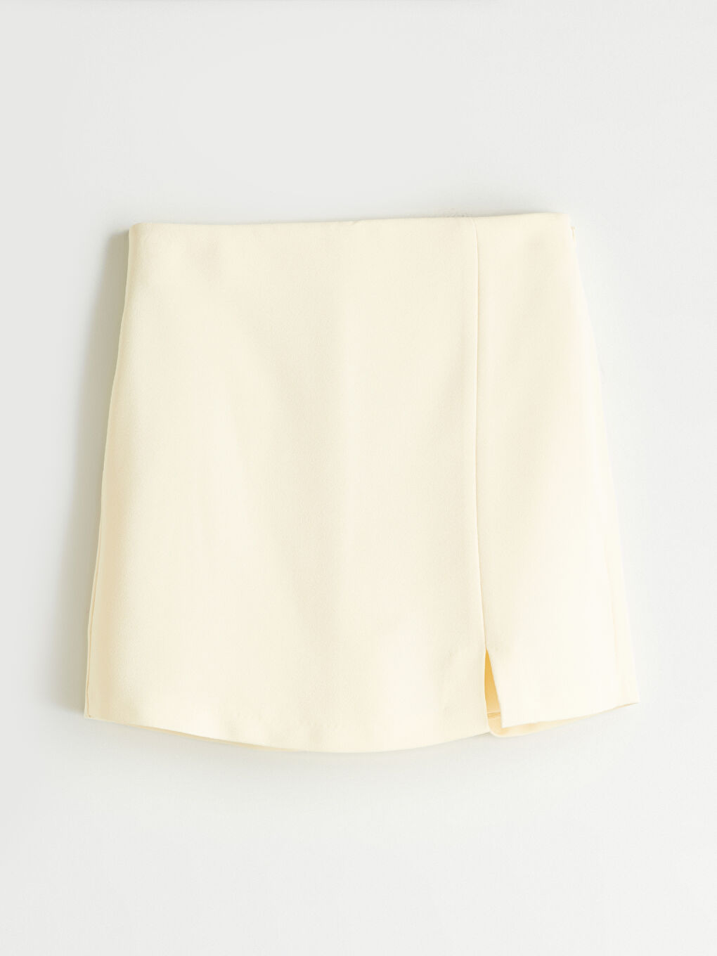 Sarı Beli Fermuarlı Şort Etek-4