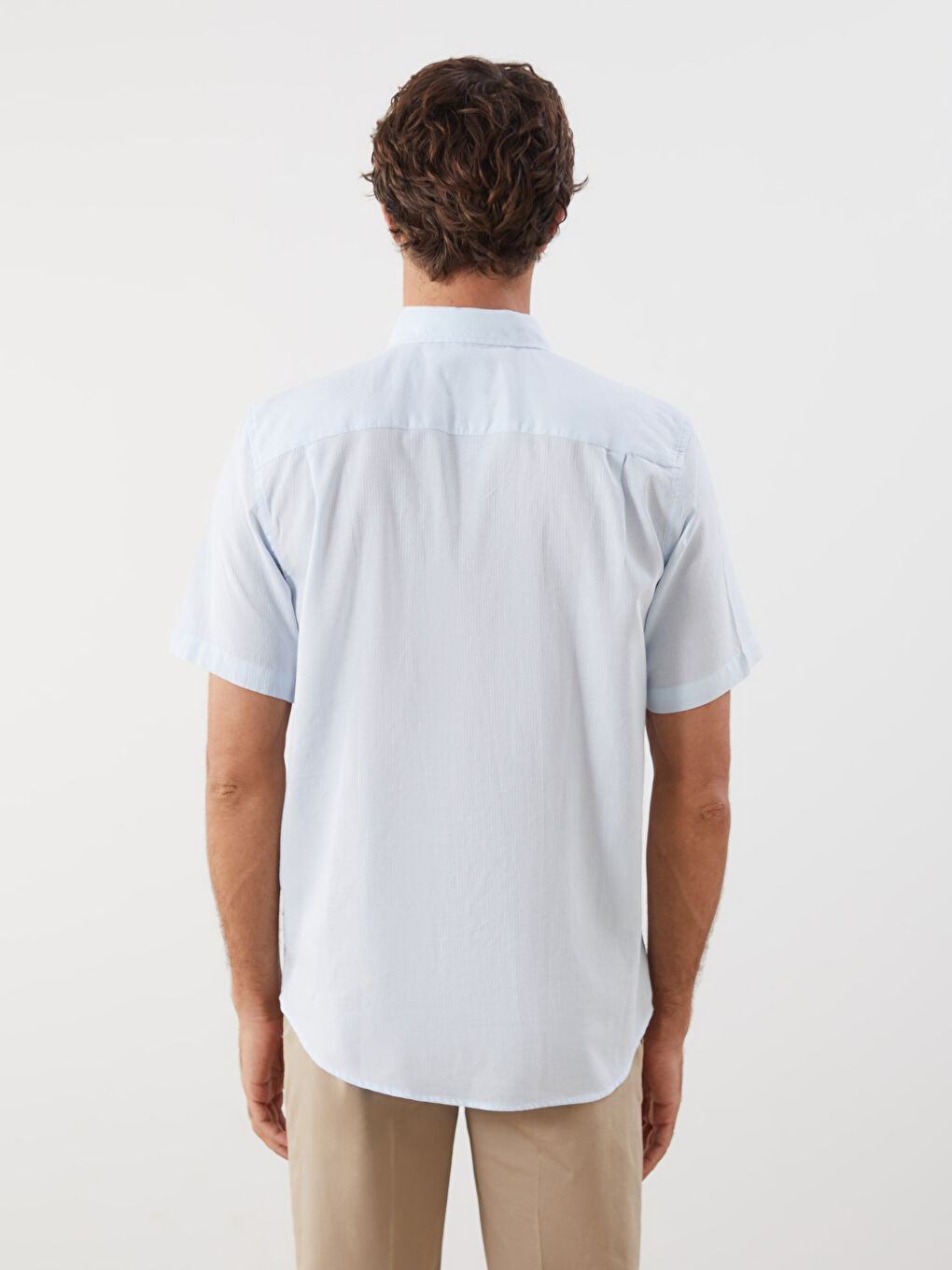 Mavi Regular Fit Kısa Kollu Çizgili Armürlü Erkek Gömlek-3