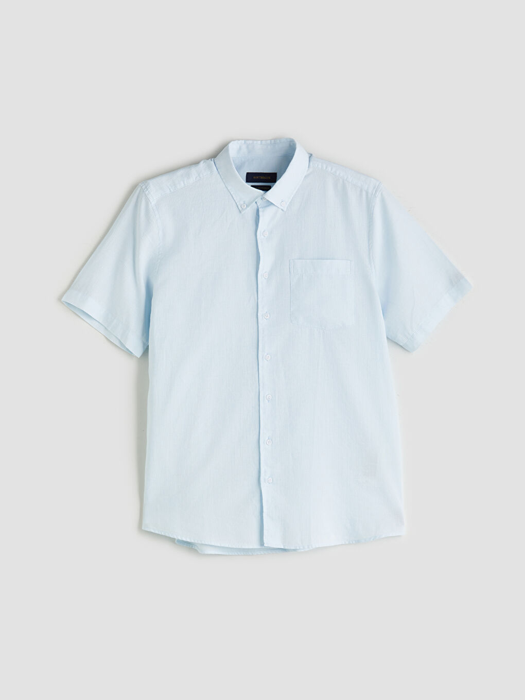 Mavi Regular Fit Kısa Kollu Çizgili Armürlü Erkek Gömlek-4