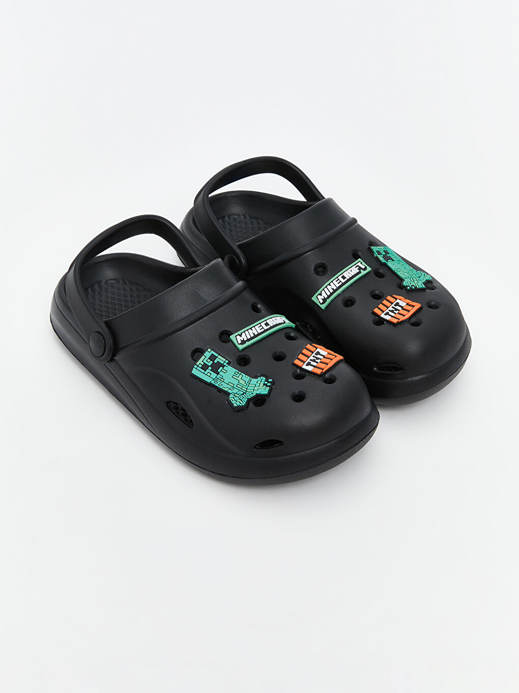 Siyah Minecraft Baskılı Erkek Çocuk Plaj Sandaleti