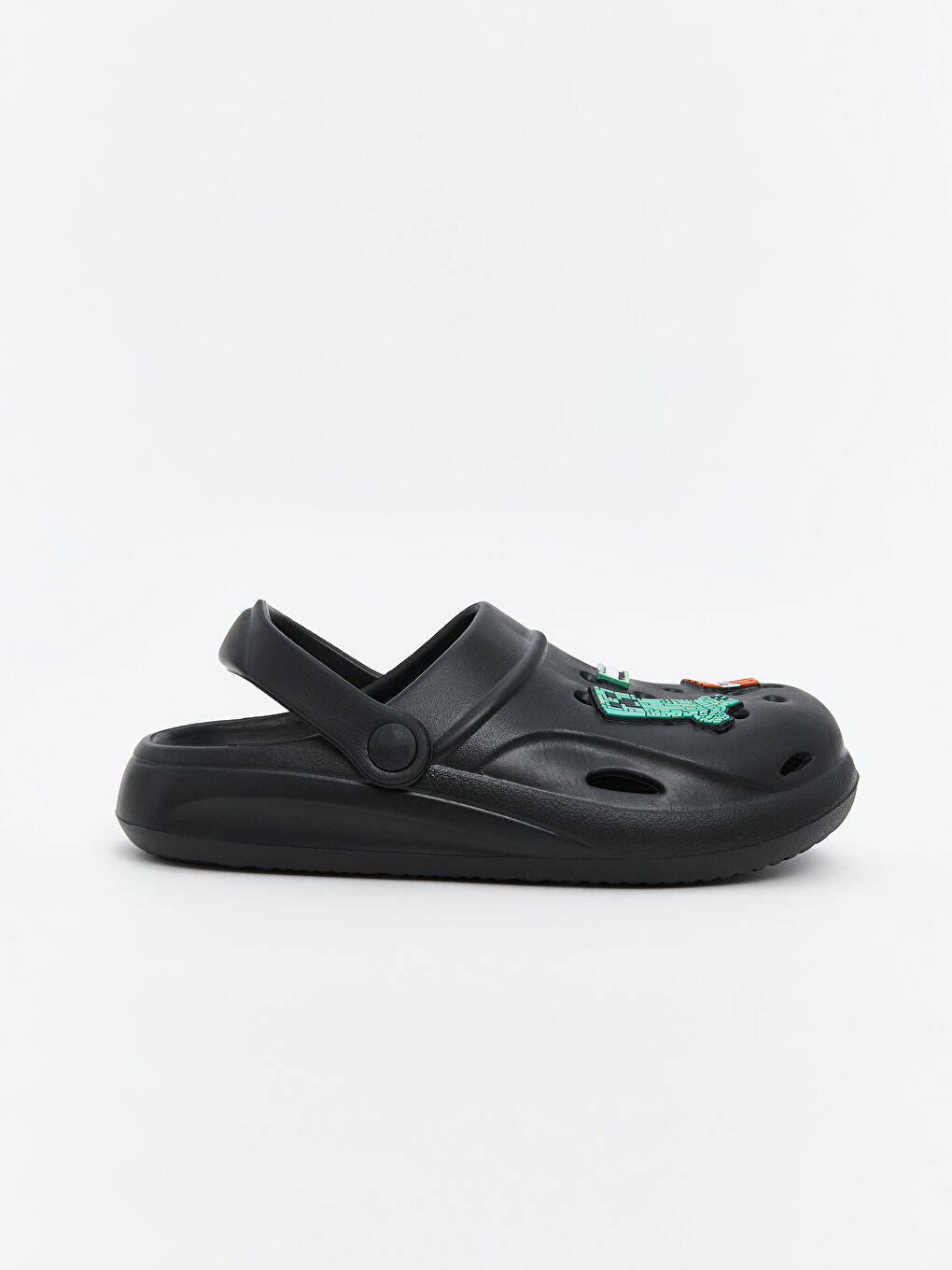 Siyah Minecraft Baskılı Erkek Çocuk Plaj Sandaleti-1