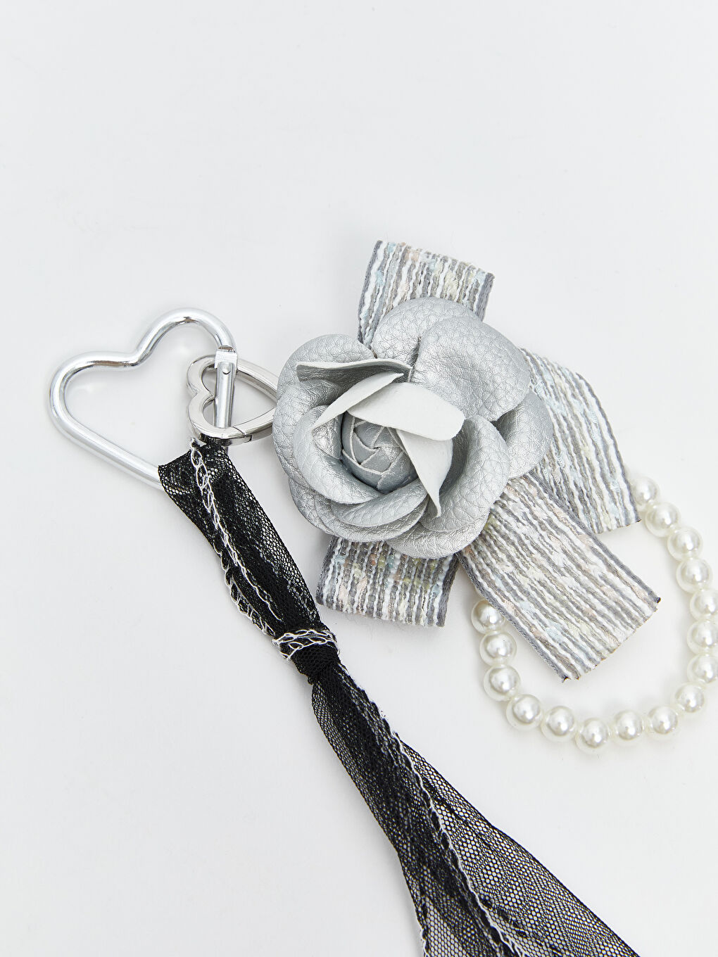 Flower and Stone Detailed Women's Keychain-1