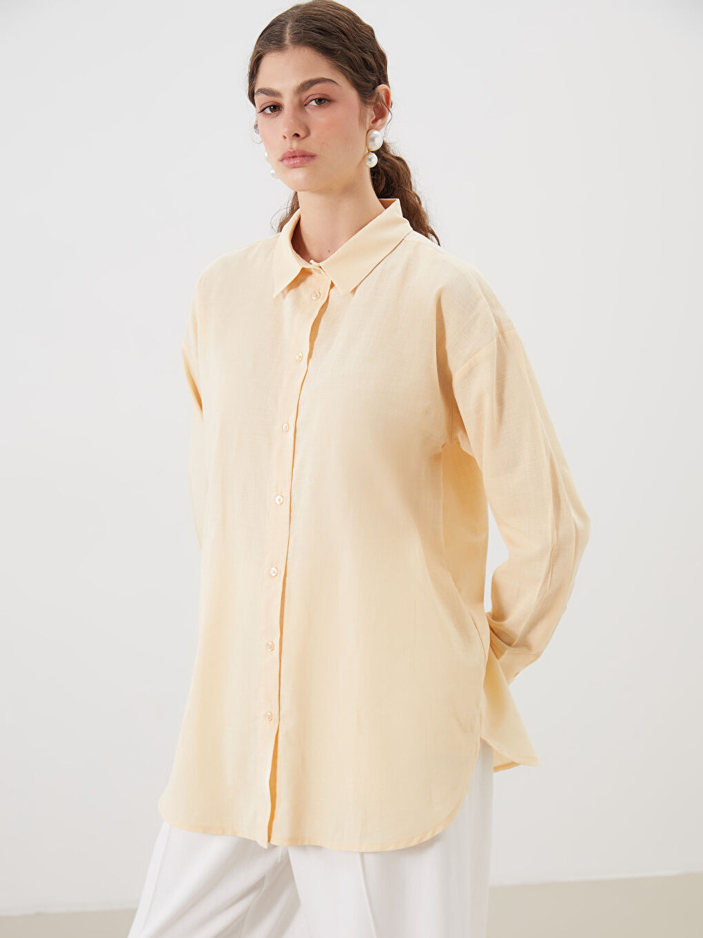 Sarı Oversize Kadın Gömlek Tunik