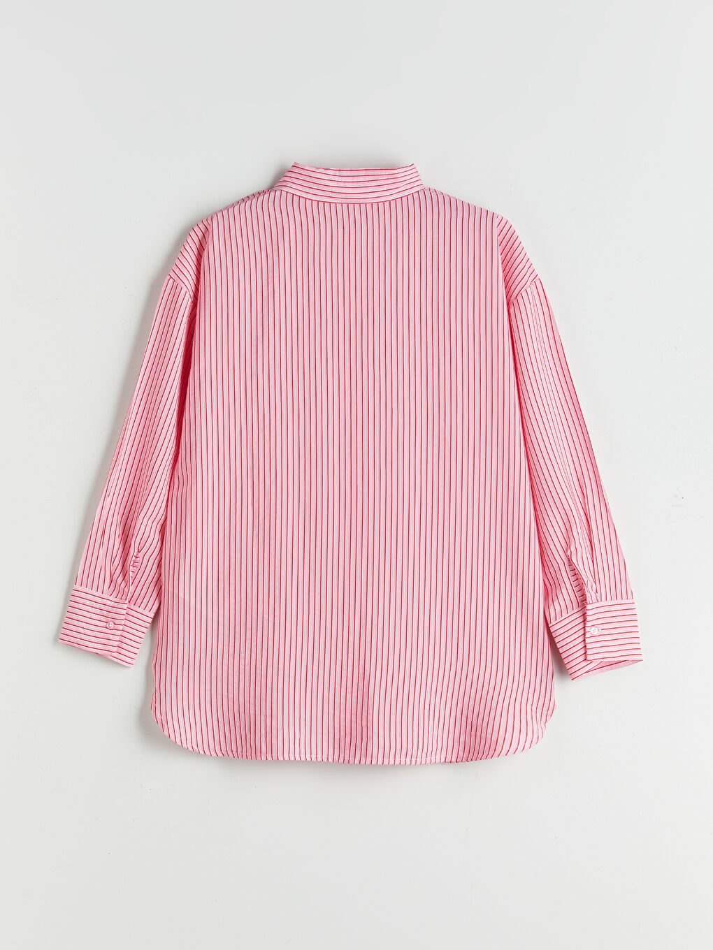 Pembe Çizgili Oversize Kadın Gömlek Tunik-5