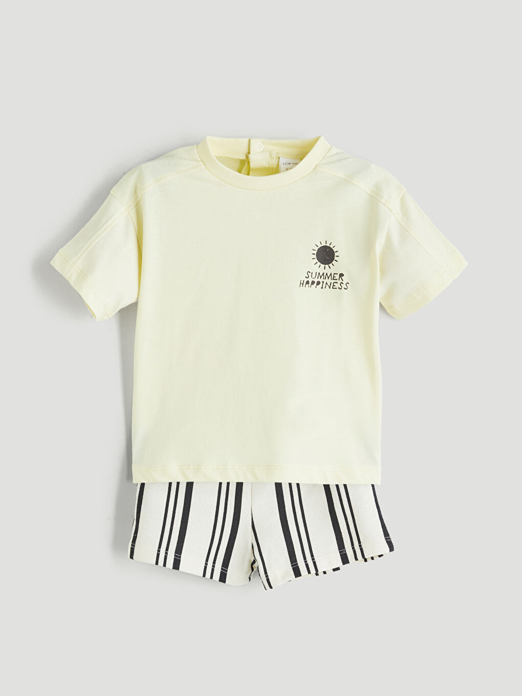 LCW baby Sari Bisiklet Yaka Erkek Bebek Tişört ve Şort 2'li