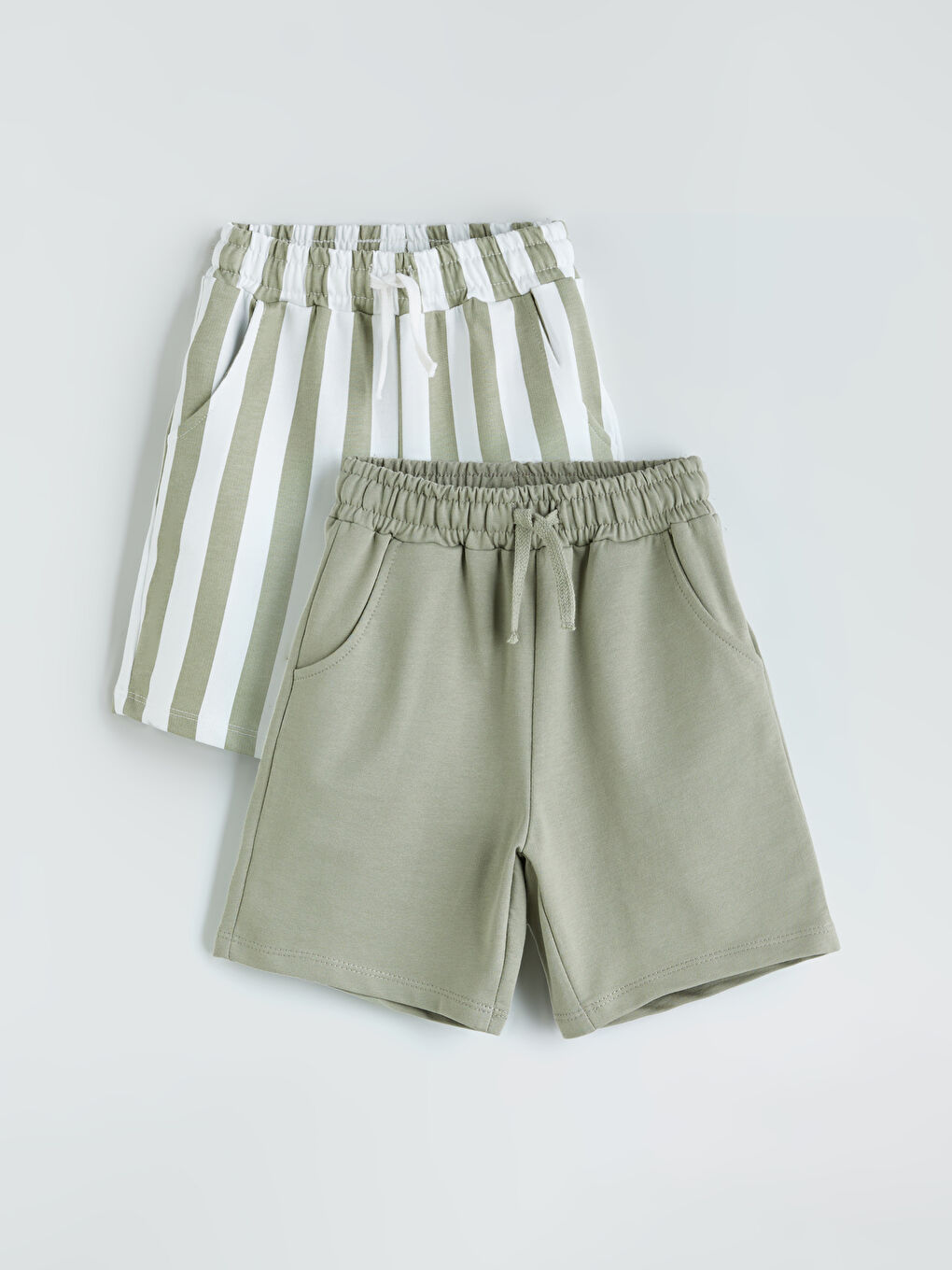 Elasticated Waist Boys' Shorts 2 Pack -S5RB83Z1-GGY