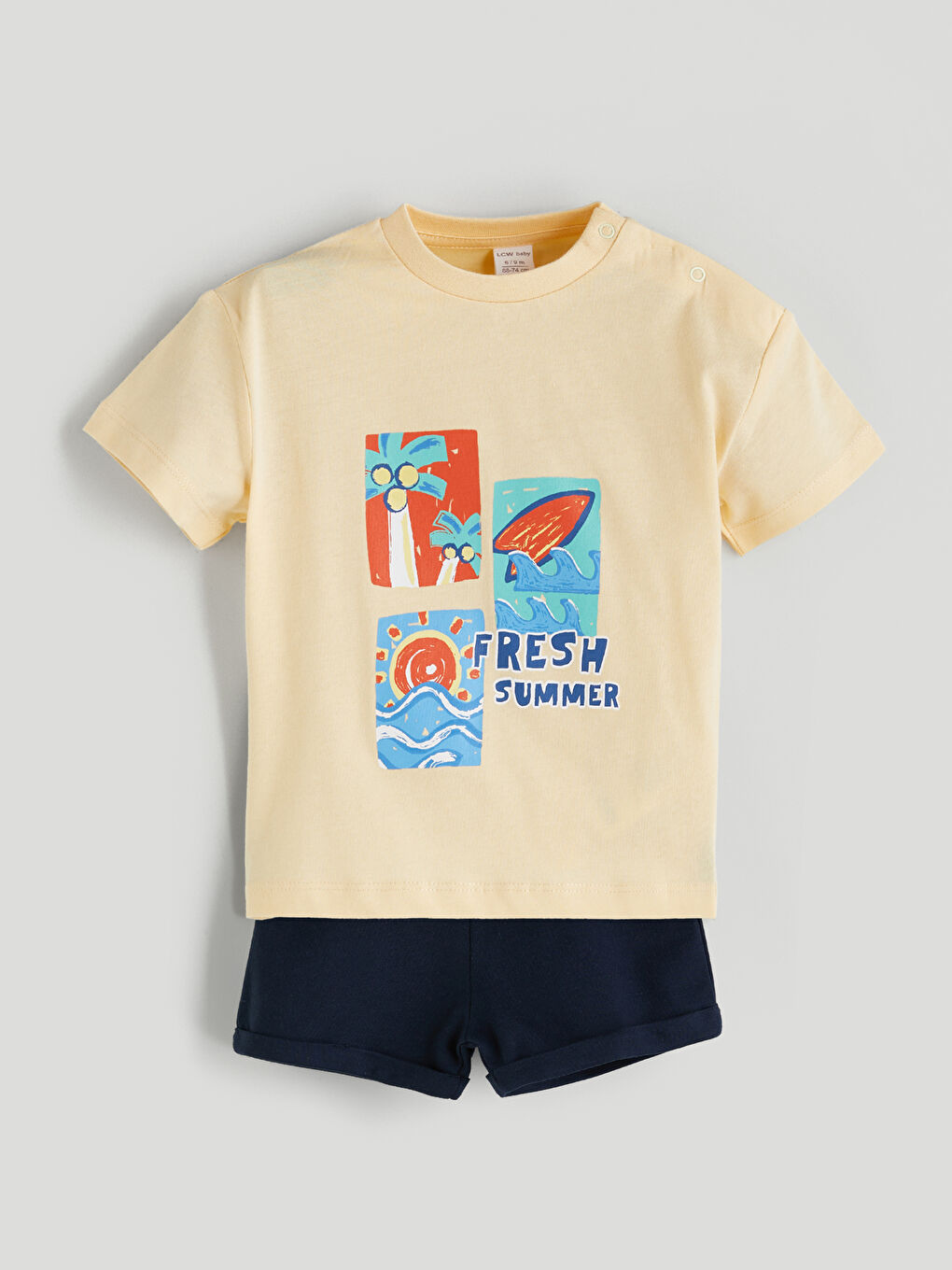 LCW baby Printed Baby Boys' T-Shirt and Shorts 2 Pack -S5RB89Z1-FEC