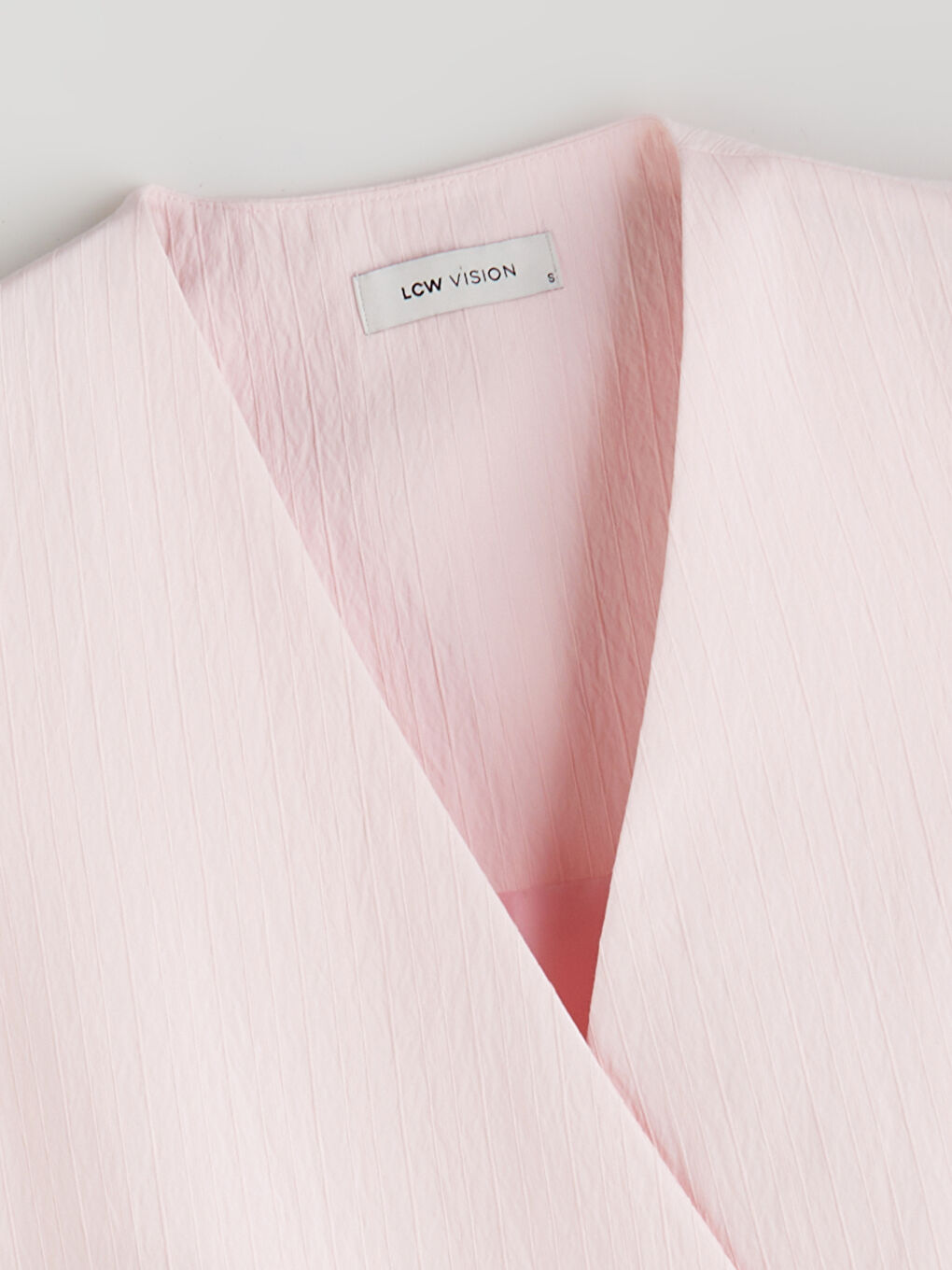 Pembe V Yaka Dokulu Kadın Klasik Yelek-5