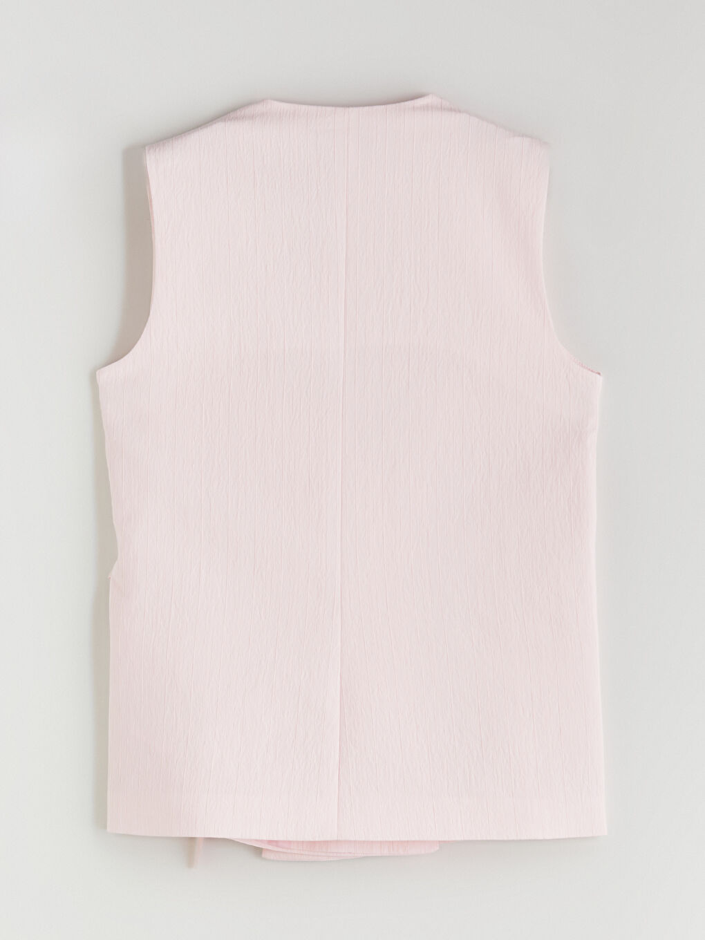 Pembe V Yaka Dokulu Kadın Klasik Yelek-6