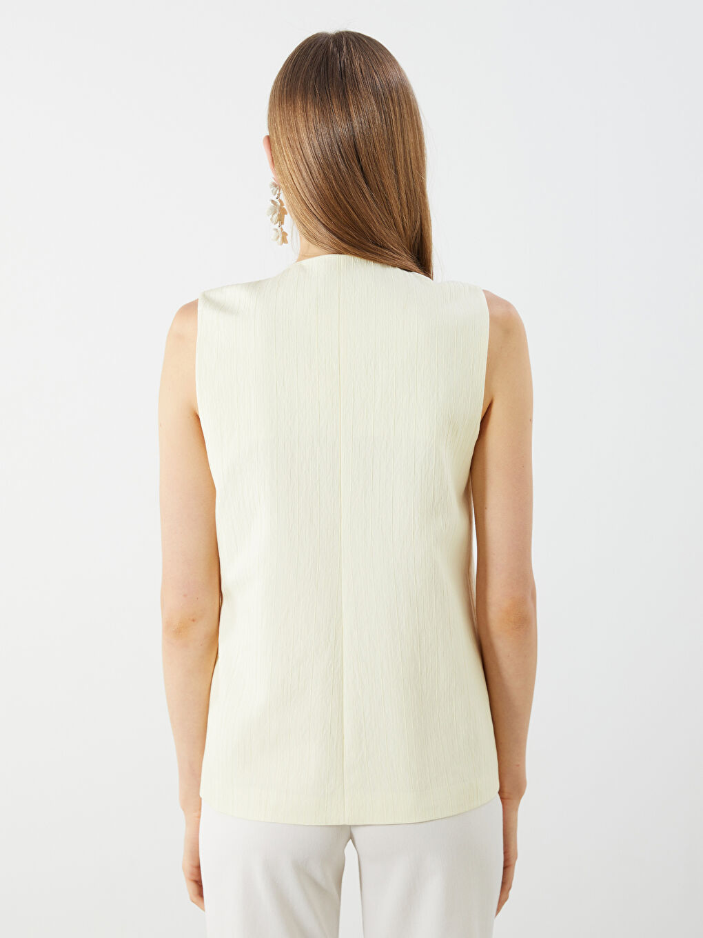 LCW Vision V Neck Crinkle Women's Classic Waistcoat -S5RC00Z8-ETY