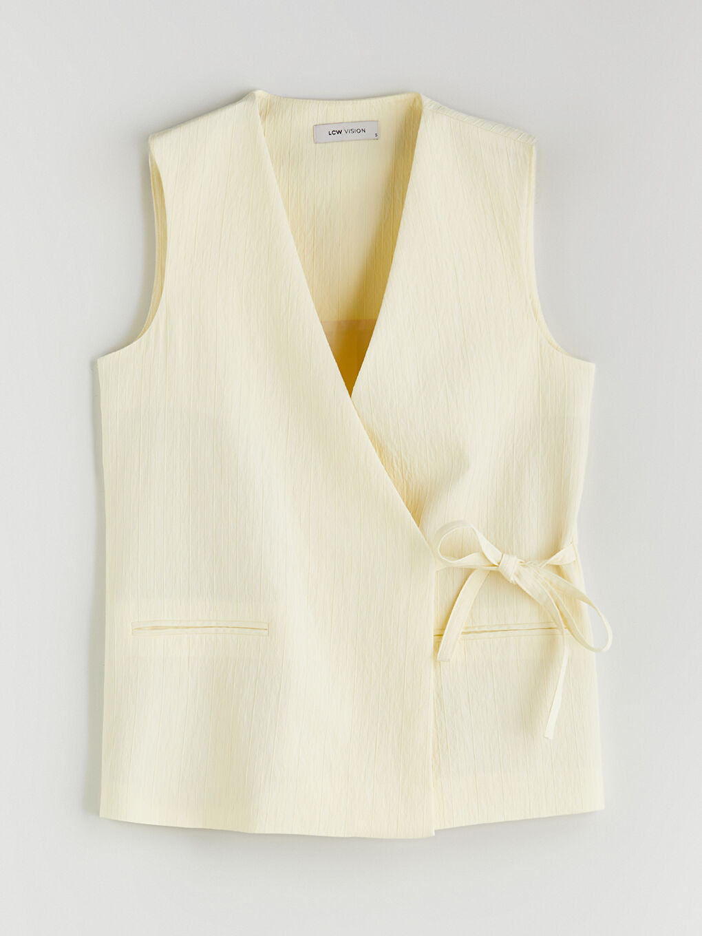 LCW Vision V Neck Crinkle Women's Classic Waistcoat -S5RC00Z8-ETY