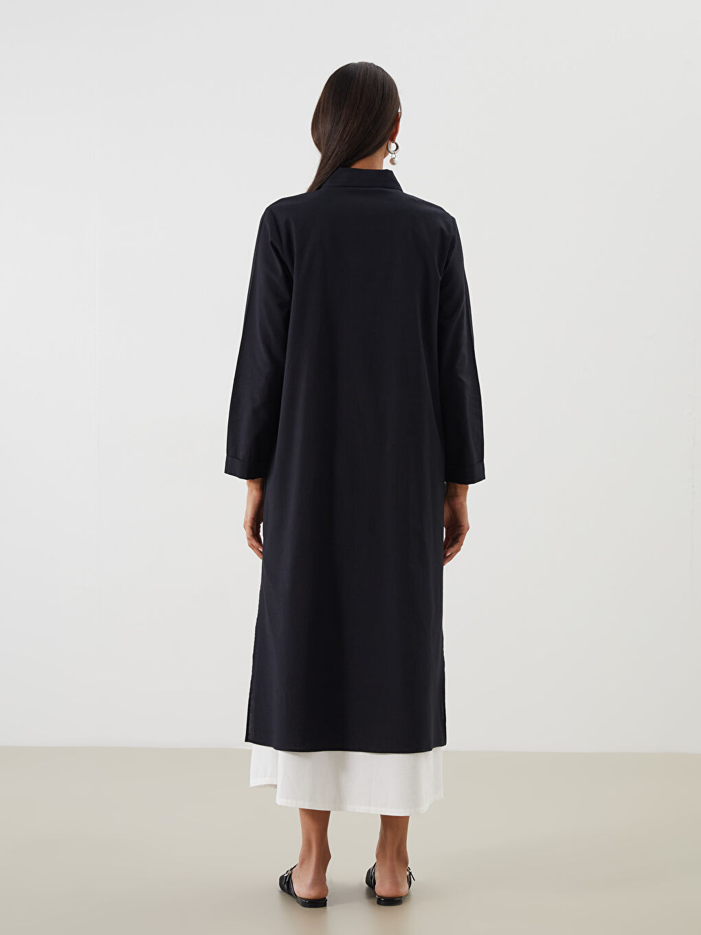Siyah Loose Fit Kadın Gömlek Tunik-3