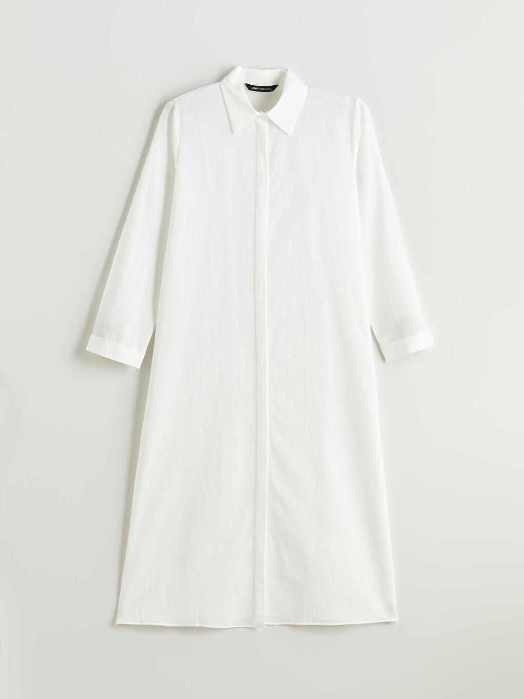 Ekru Loose Fit Kadın Gömlek Tunik-4