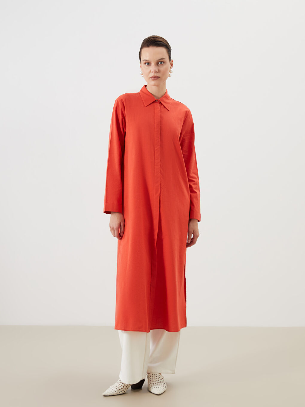 Kırmızı Loose Fit Kadın Gömlek Tunik