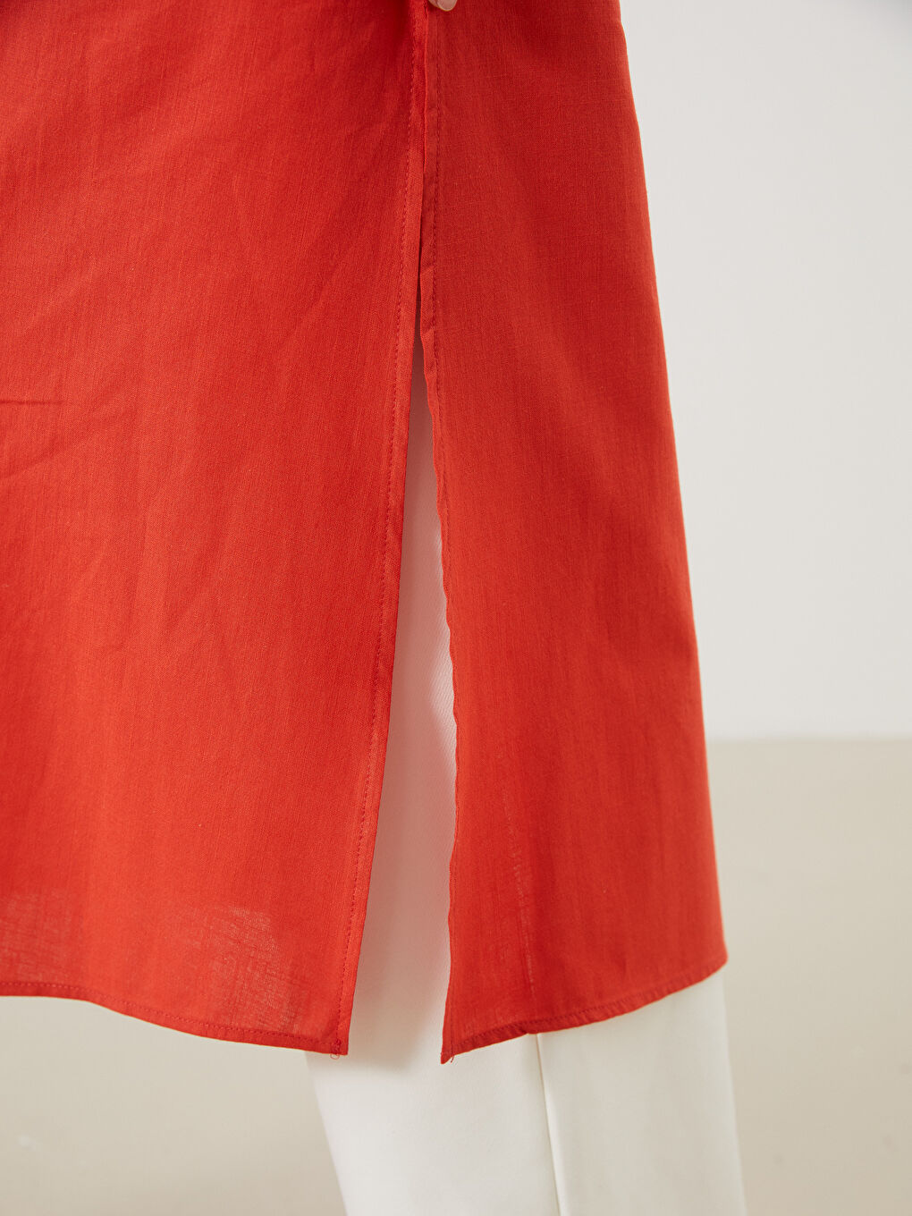 Kırmızı Loose Fit Kadın Gömlek Tunik-2