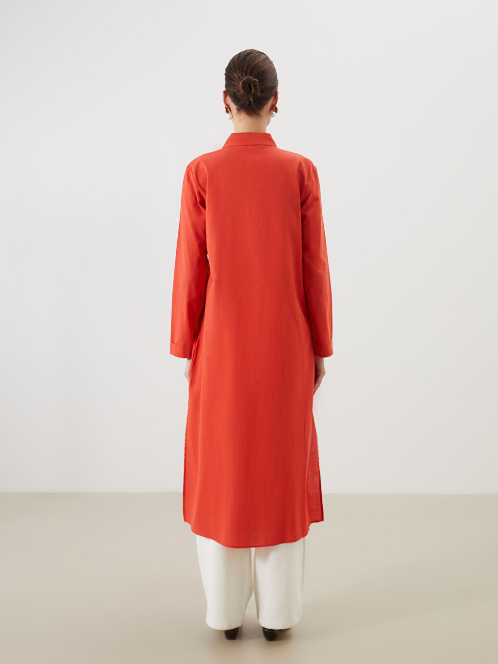 Kırmızı Loose Fit Kadın Gömlek Tunik-3