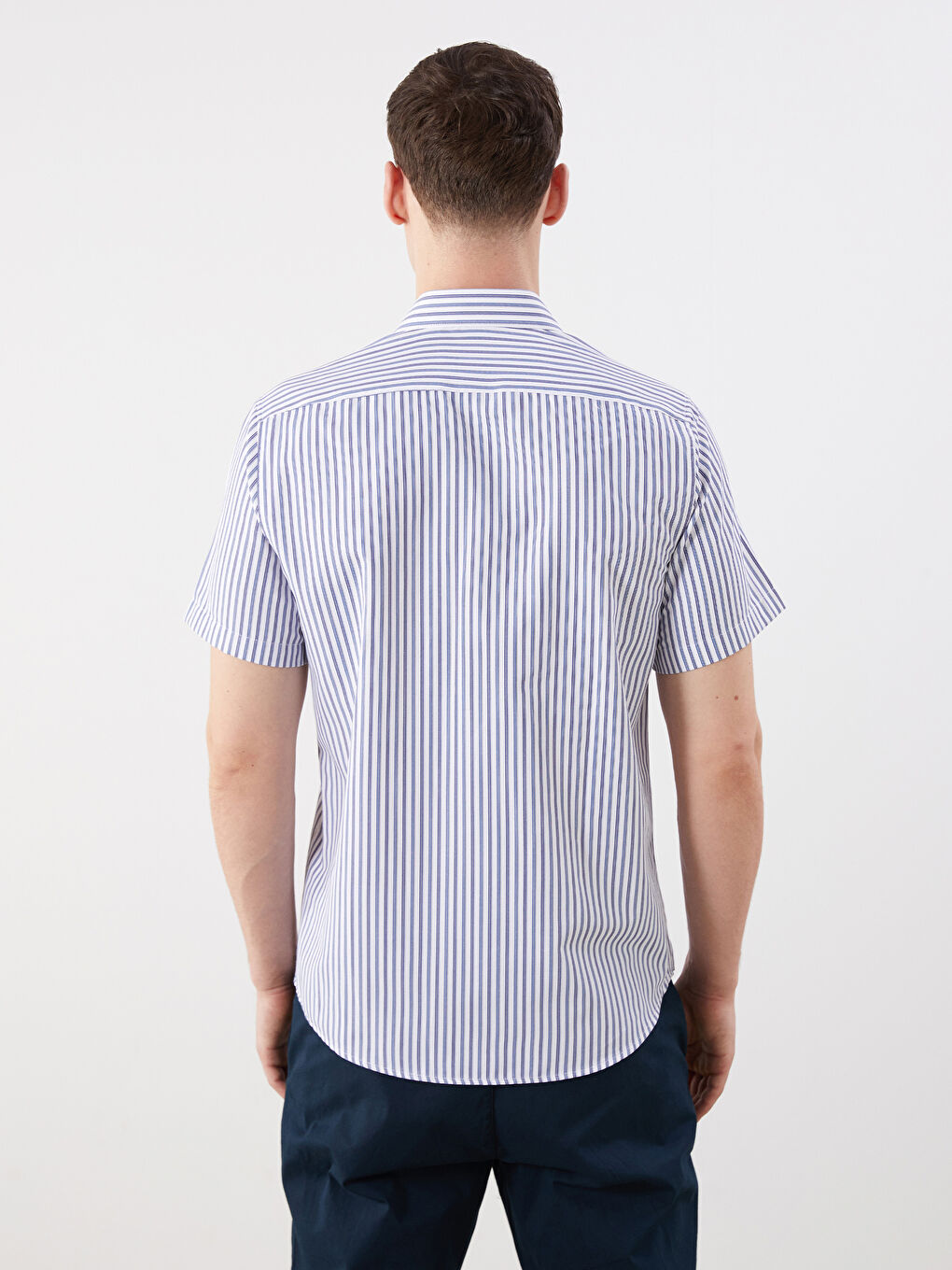 Slim Fit Short Sleeve Striped Men's Shirt -S5RC10Z8-LGS