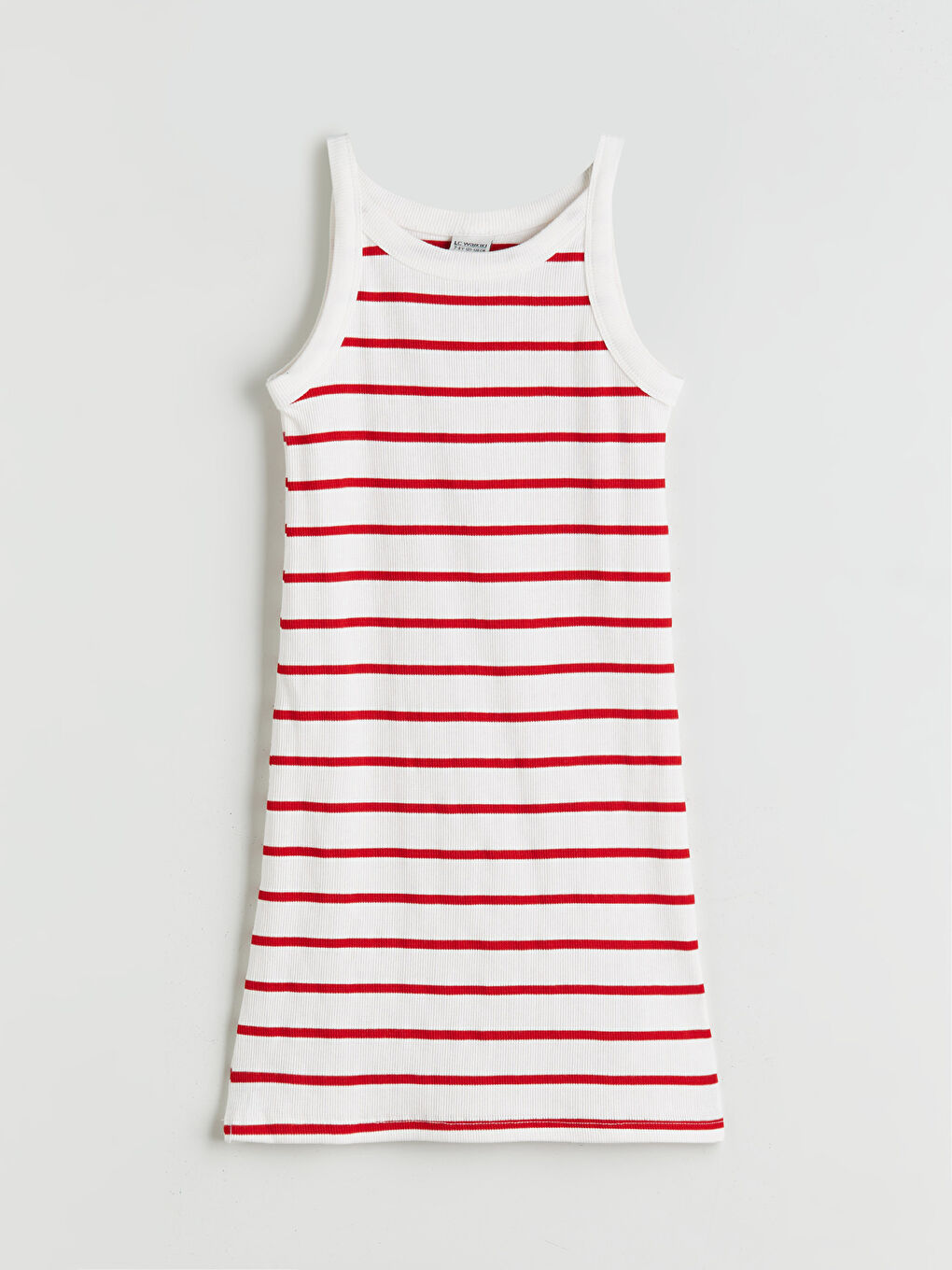 Kırmızı Bisiklet Yaka Çizgili Kız Çocuk Elbise