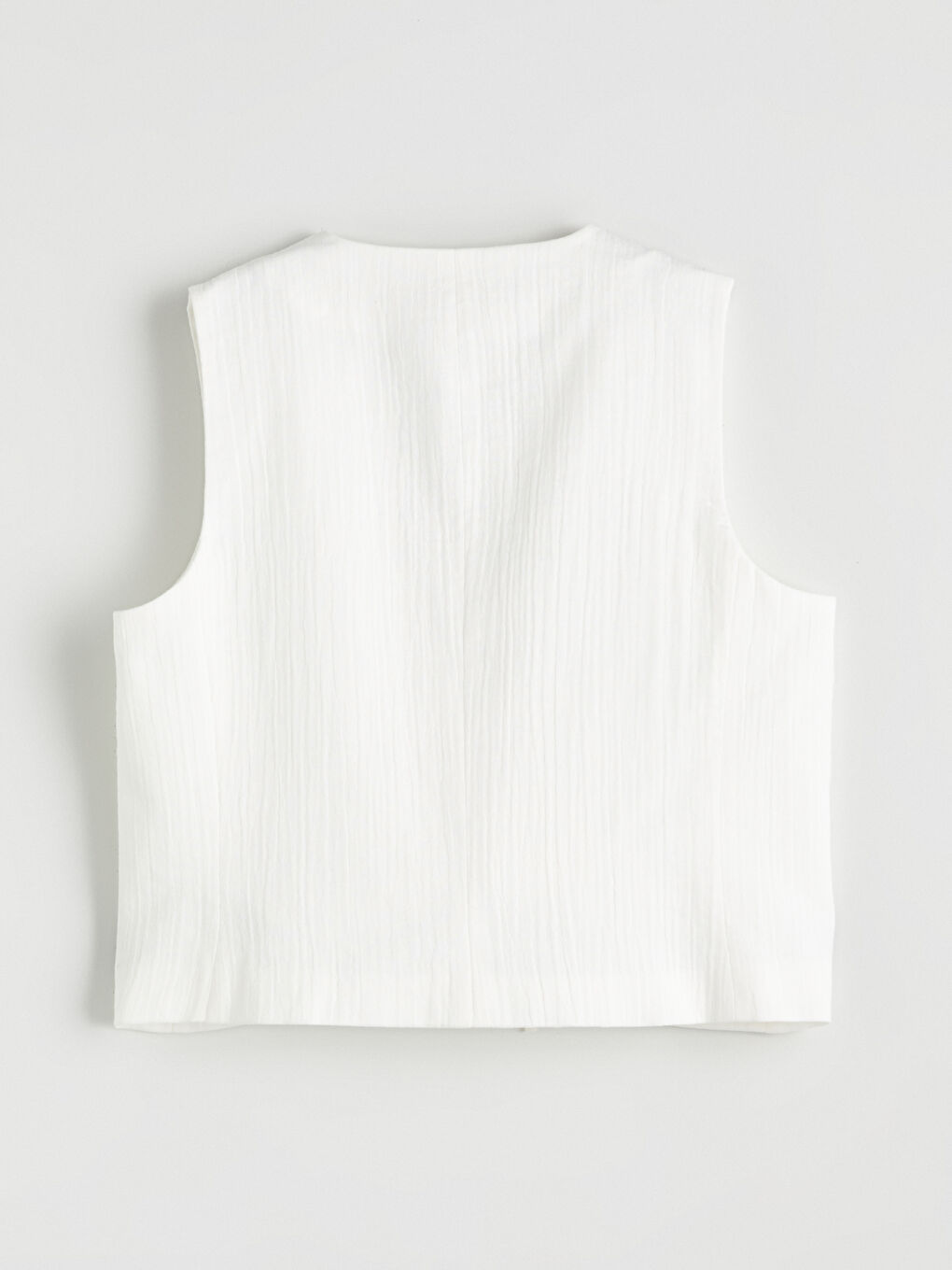 Beyaz V Yaka Dokulu Fiyonklu Kadın Klasik Yelek-5