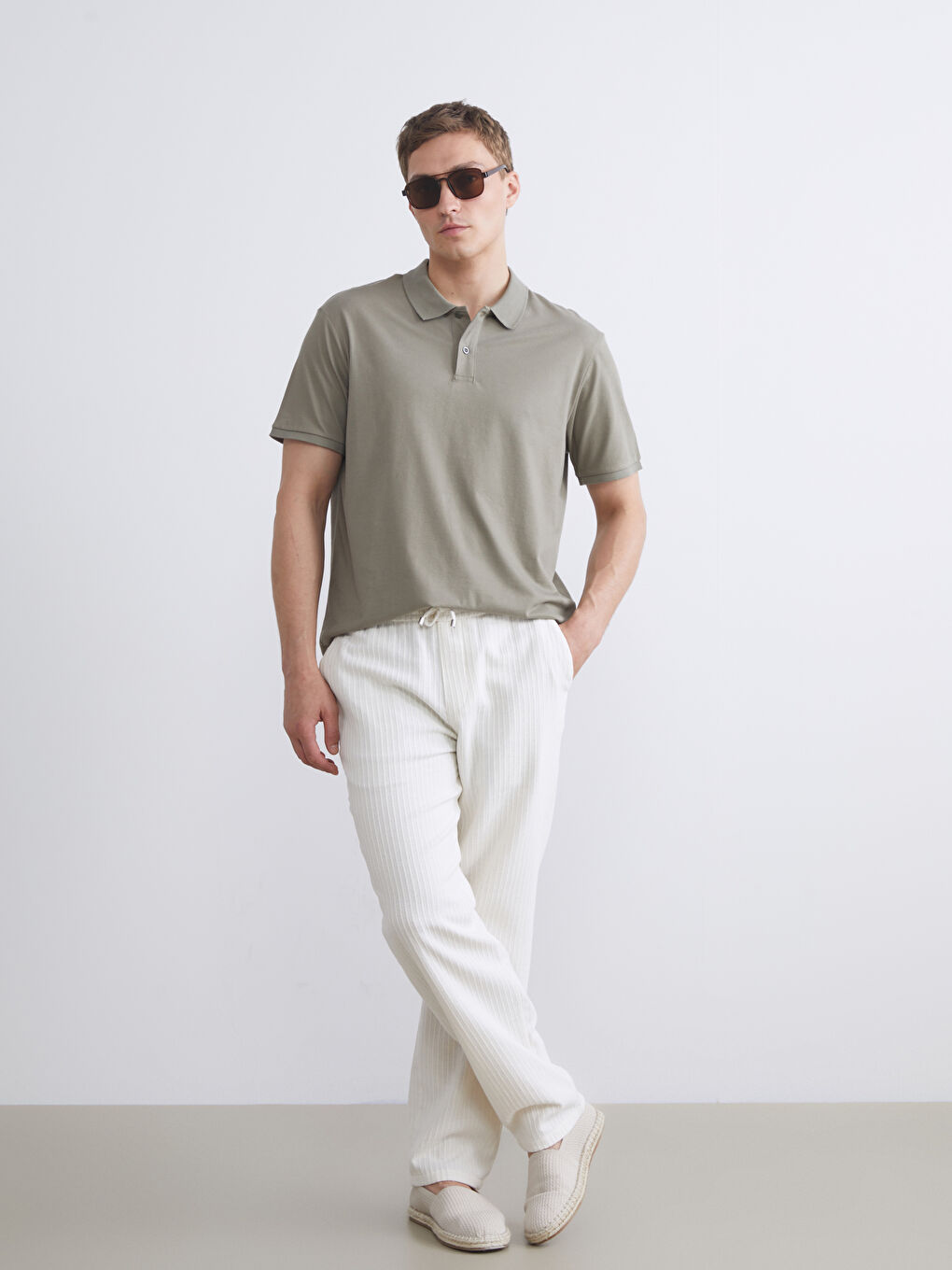 Yeşil Polo Yaka Pike Erkek Tişört-1