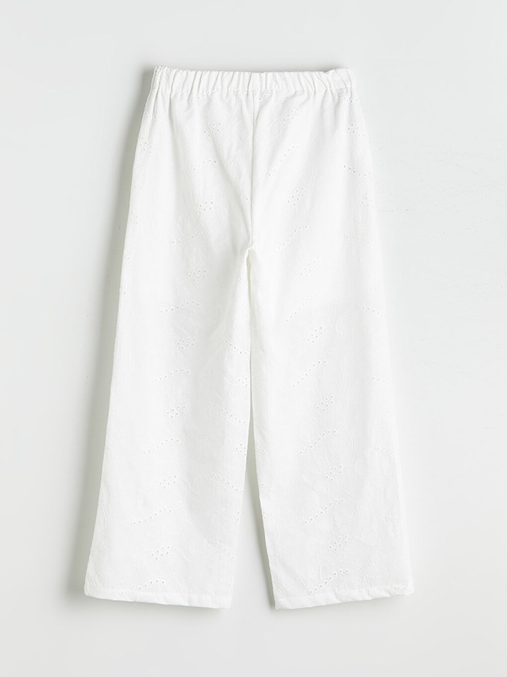 Beyaz Beli Lastikli Kadın Pantolon-2