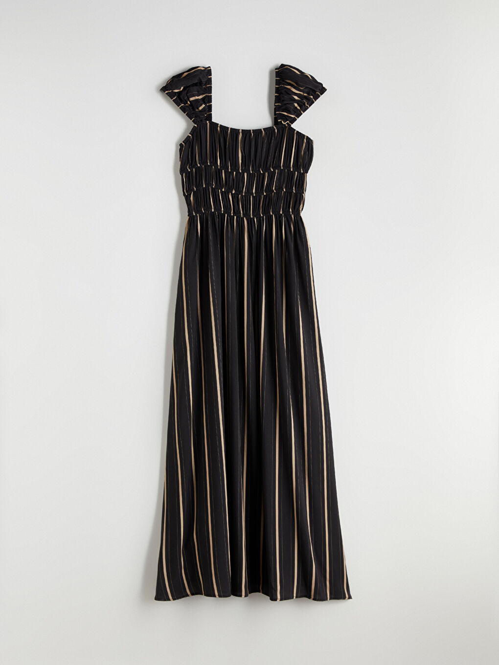 Square Collar Striped Dress-5