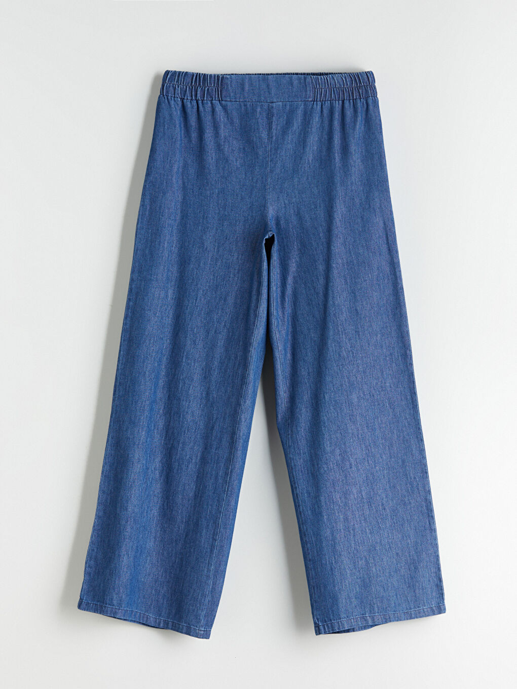 İndigo Beli Lastikli Wideleg Kadın Jean Pantolon-4