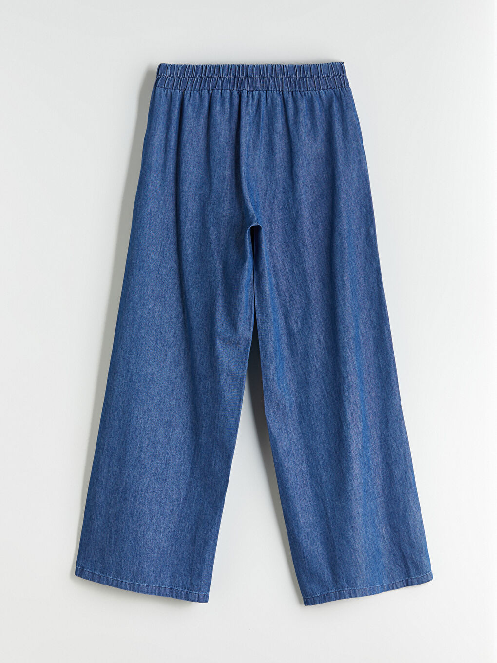 İndigo Beli Lastikli Wideleg Kadın Jean Pantolon-5