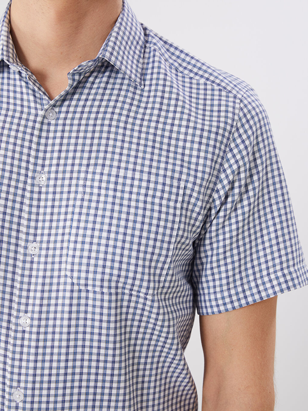 Regular Fit Men's Short Sleeve Plaid Twill Shirt -S5RD20Z8-LN6