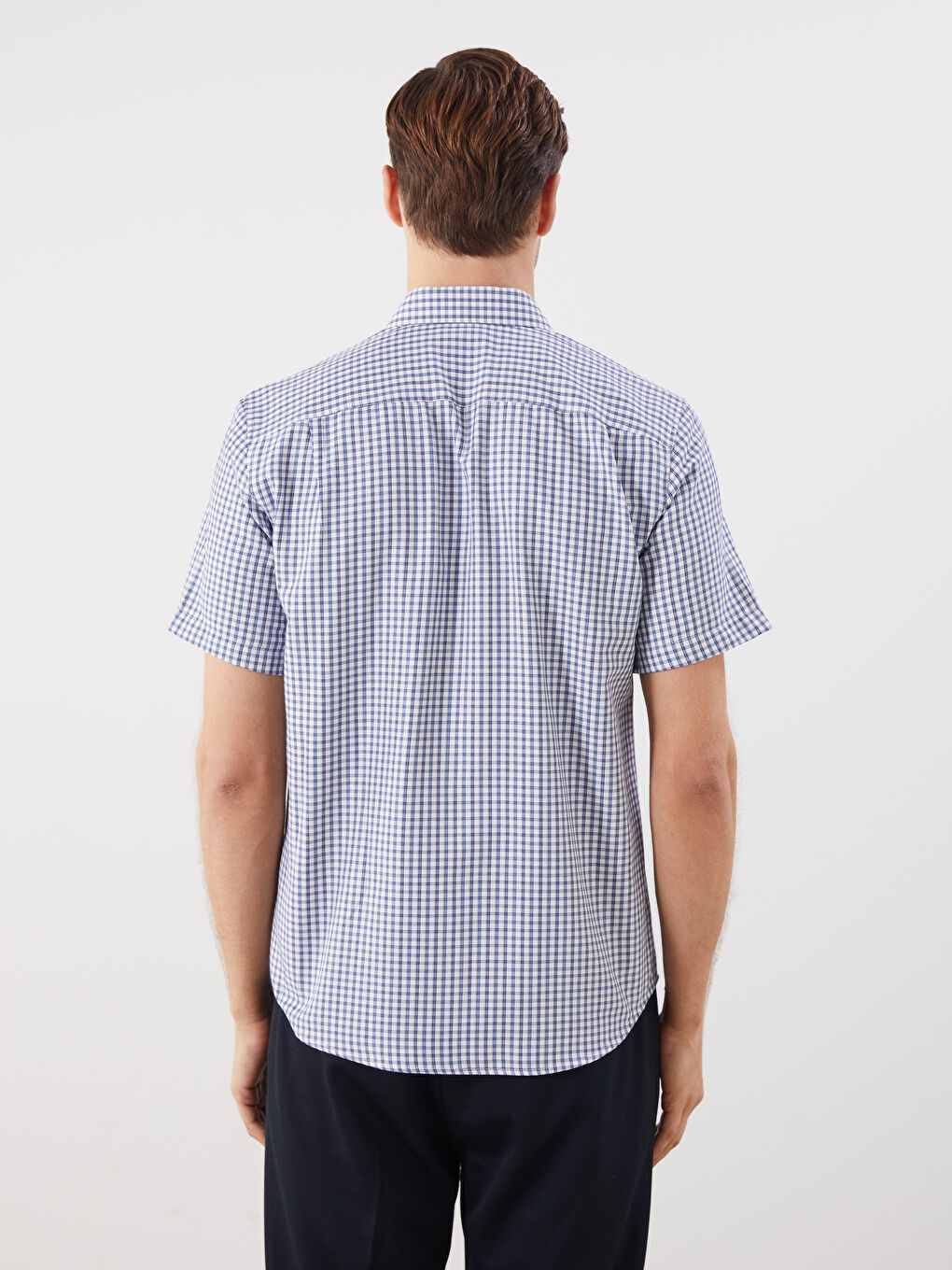 Regular Fit Men's Short Sleeve Plaid Twill Shirt -S5RD20Z8-LN6