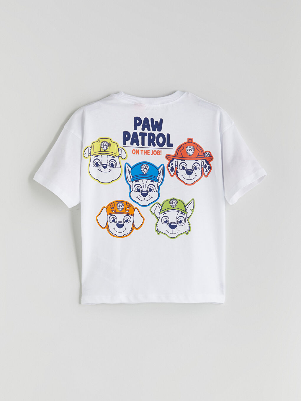 Beyaz Bisiklet Yaka Paw Patrol Baskılı Erkek Çocuk Tişört-4