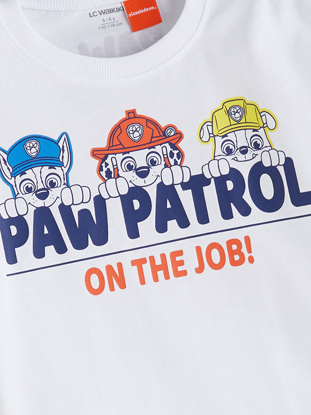 Beyaz Bisiklet Yaka Paw Patrol Baskılı Erkek Çocuk Tişört-3