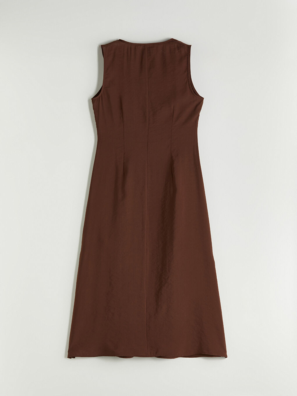 Kahverengi V Yaka A Kesim Modal Karışımlı Elbise-5