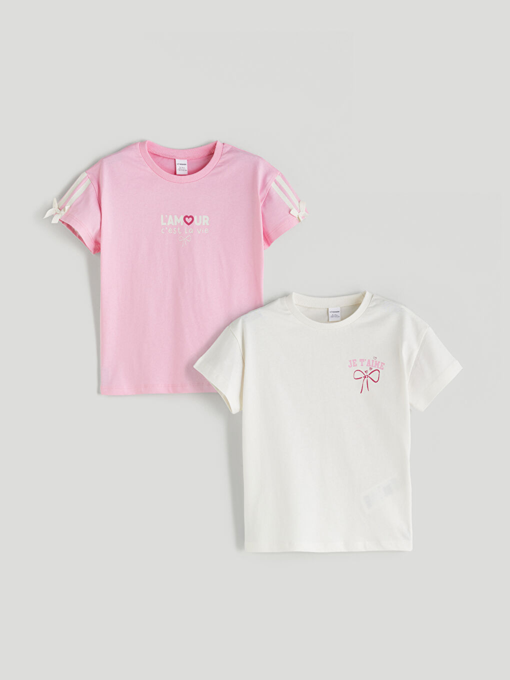 Crew Neck Girls' T-Shirt Set (2 Pieces) -S5RD34Z1-GA5