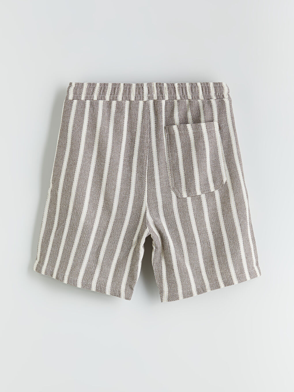 Kahverengi Standart Kalıp Çizgili Erkek Şort-5