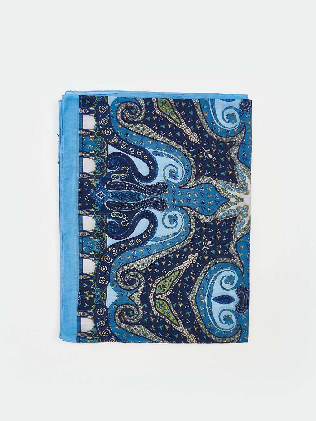 Mavi Desenli Kadın Şal-1