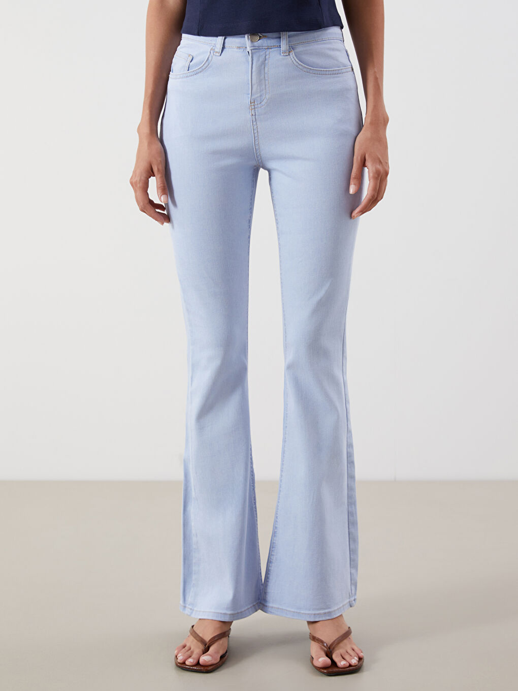 İndigo Flare Kadın Jean Pantolon-1