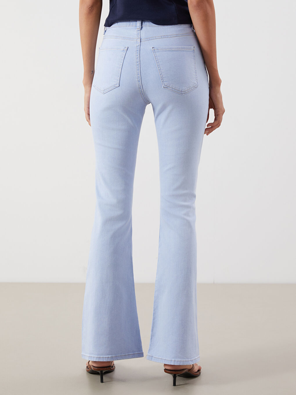 İndigo Flare Kadın Jean Pantolon-3