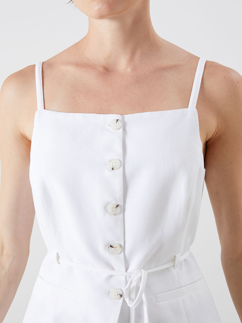 LCW Vision Square Collar Linen Blend Women's Classic Waistcoat -S5RD81Z8-R9J