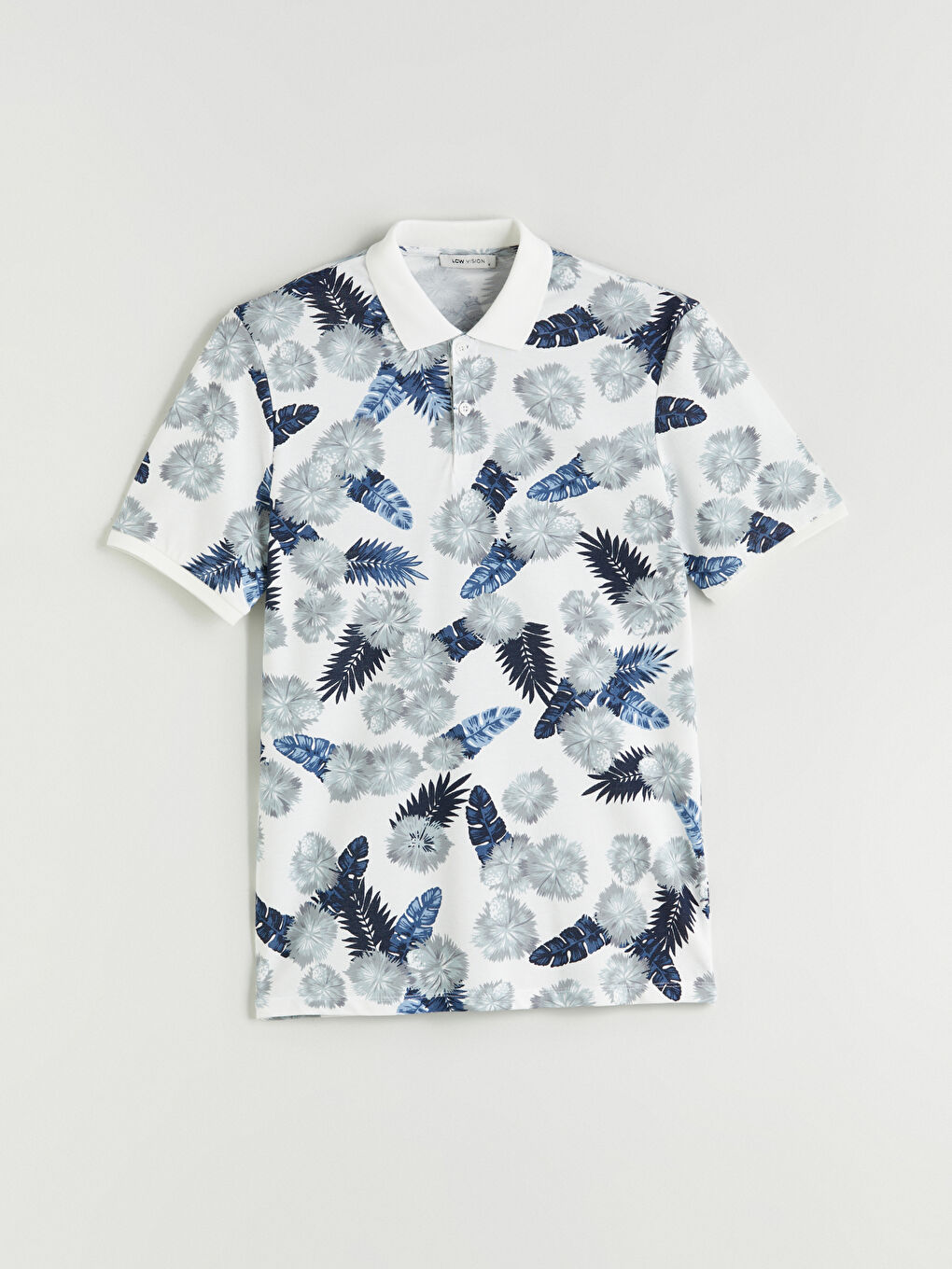 Beyaz Polo Yaka Desenli Pike Erkek Tişört-4