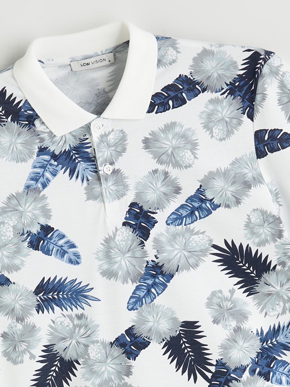 Beyaz Polo Yaka Desenli Pike Erkek Tişört-5