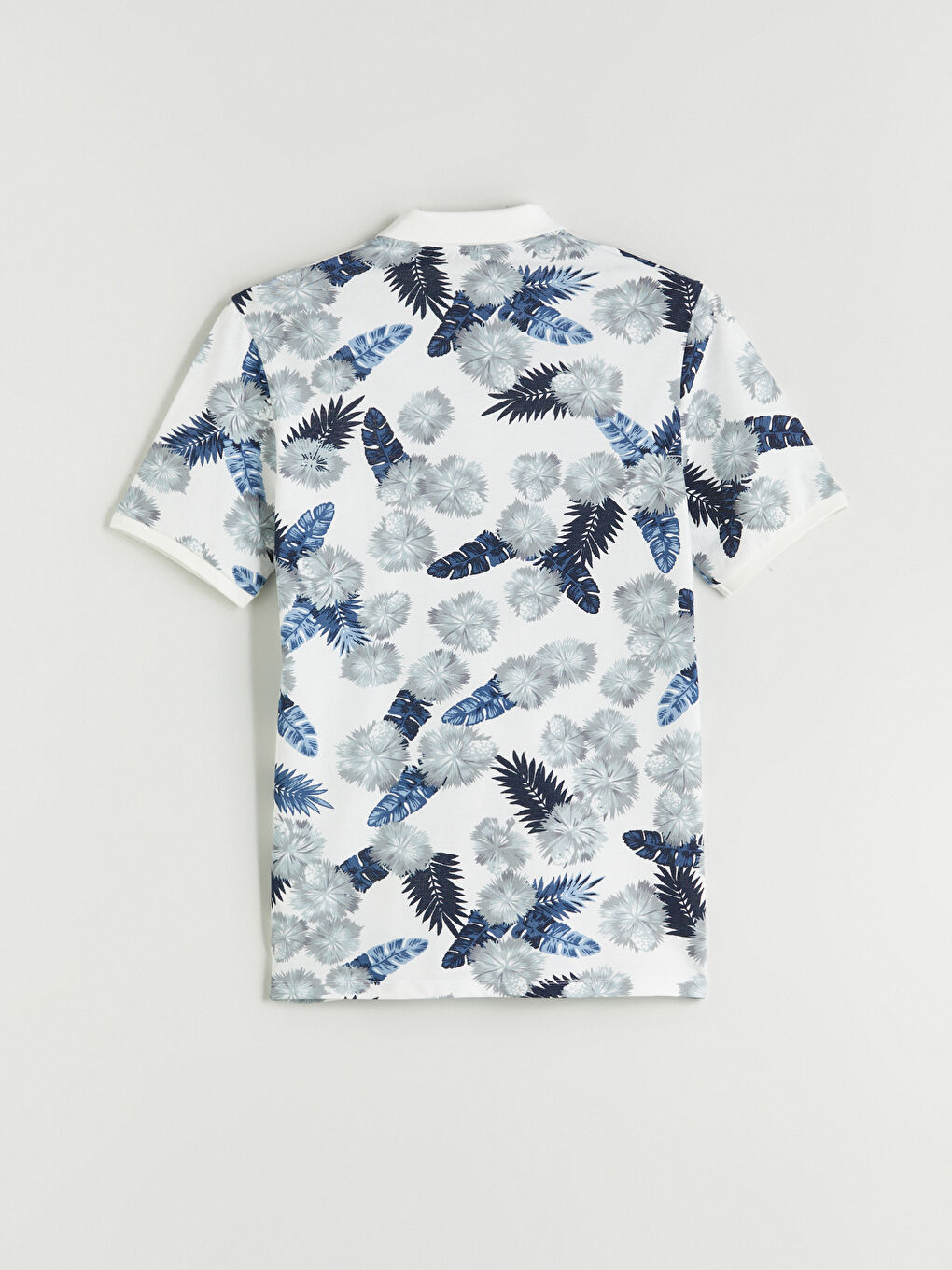 Beyaz Polo Yaka Desenli Pike Erkek Tişört-6