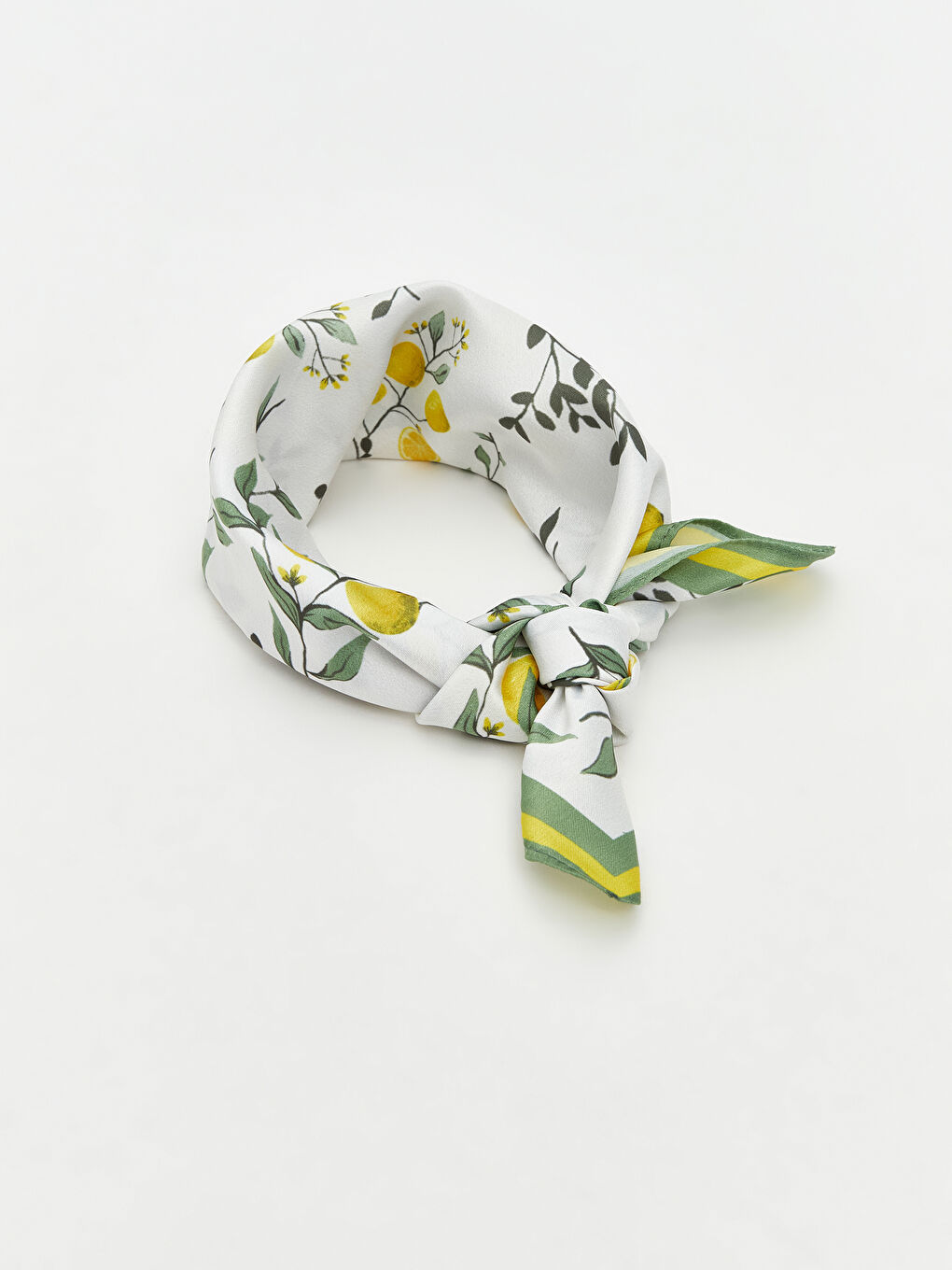 Sarı Limon Baskılı Kadın Saten Bandana