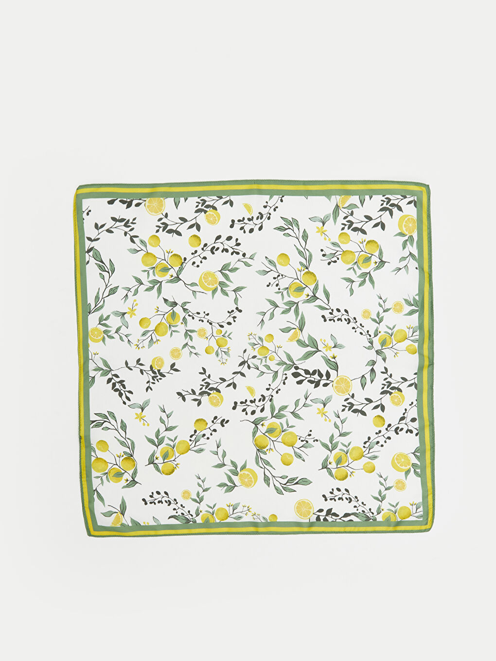 Sarı Limon Baskılı Kadın Saten Bandana-2