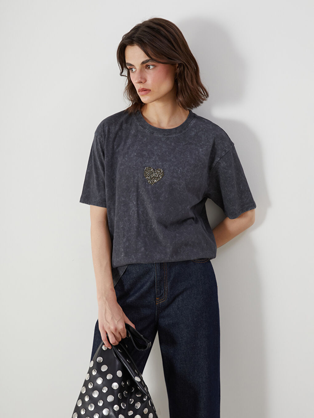 LCW Vision Woman ANTHRACITE T-Shirt -S5RD91Z8-DC4