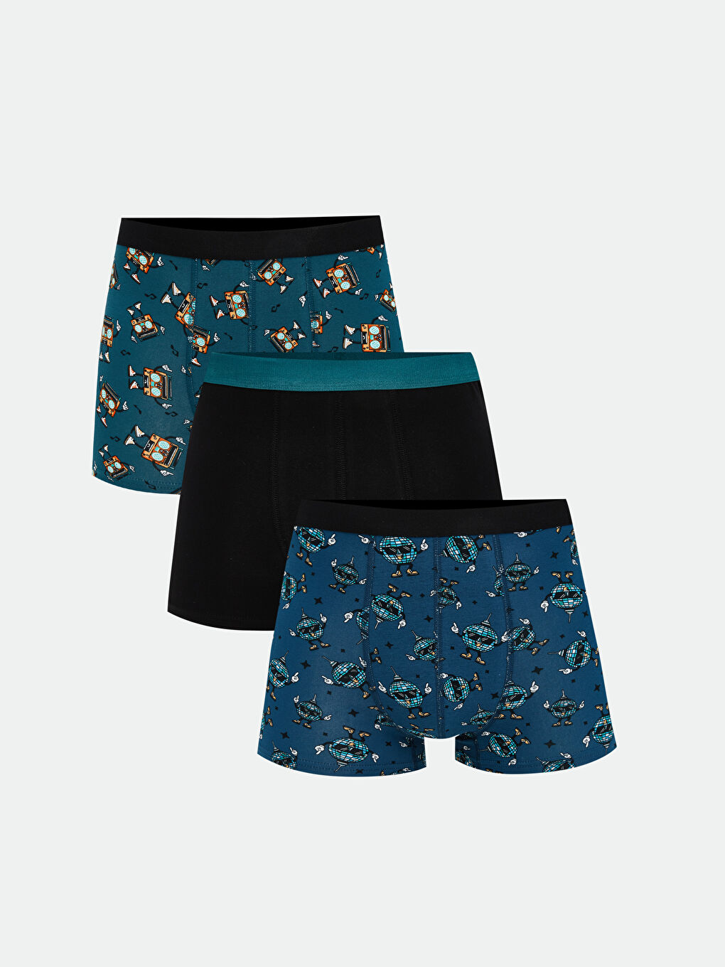 Yeşil Standart Kalıp Pamuklu Esnek Erkek Boxer 3'lü