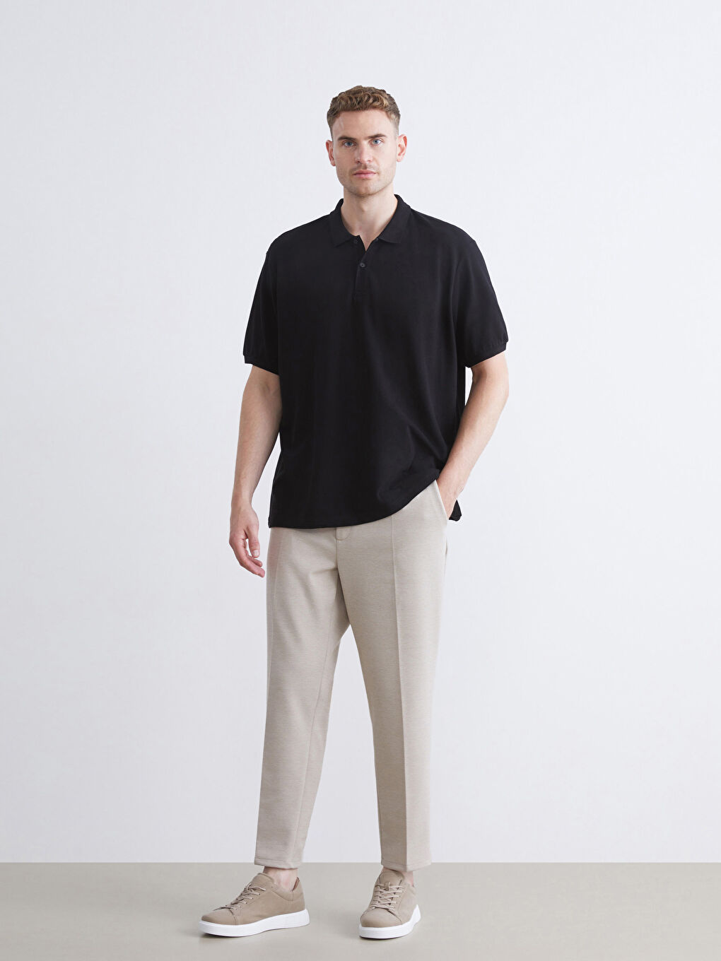 تي شيرت للرجال بياقة بولو مقاس كبير 100% قطن-2